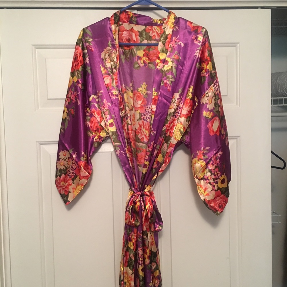 Silk floral robe